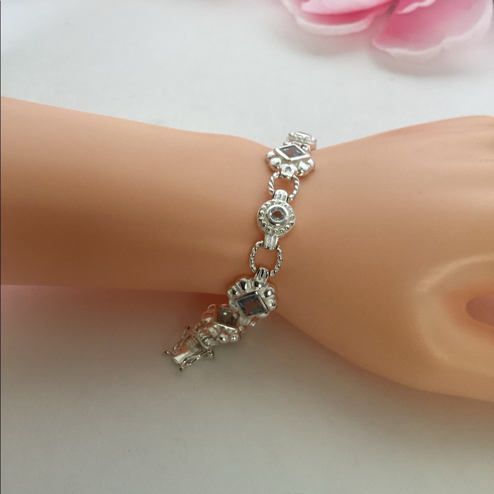 STERLING BYZANTINE TOPAZ BRACELET - Picture 5 of 9